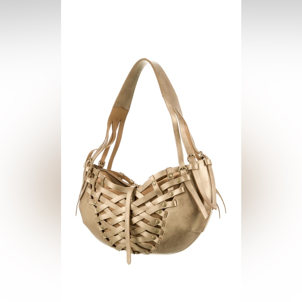 Bally gold leather handbag